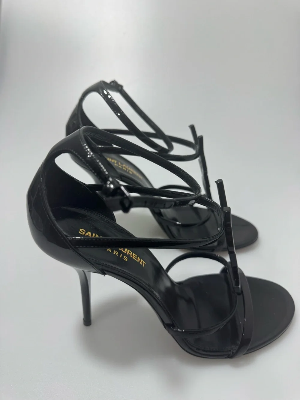 YSL Saint Laurent Cassandra Leather Sandals Black Women’s EU 38.5/US 8.5 - Picture 7 of 10